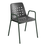 Schaffner Bermuda Fauteuil repas avec accoudoirs tubes ronds – Anthracite 77 / Vert Sapin 66