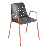 Schaffner Bermuda Fauteuil repas avec accoudoirs tubes ronds – Anthracite 77 / Terracotta 84