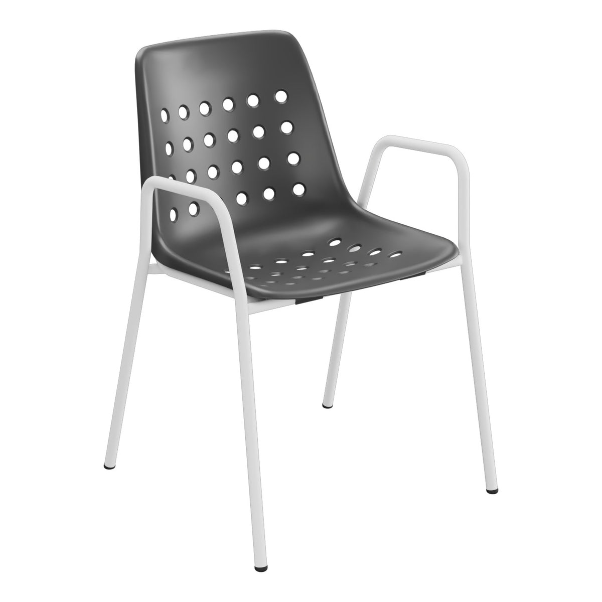 Schaffner Bermuda Fauteuil repas avec accoudoirs tubes ronds – Anthracite 77 / Blanc 90