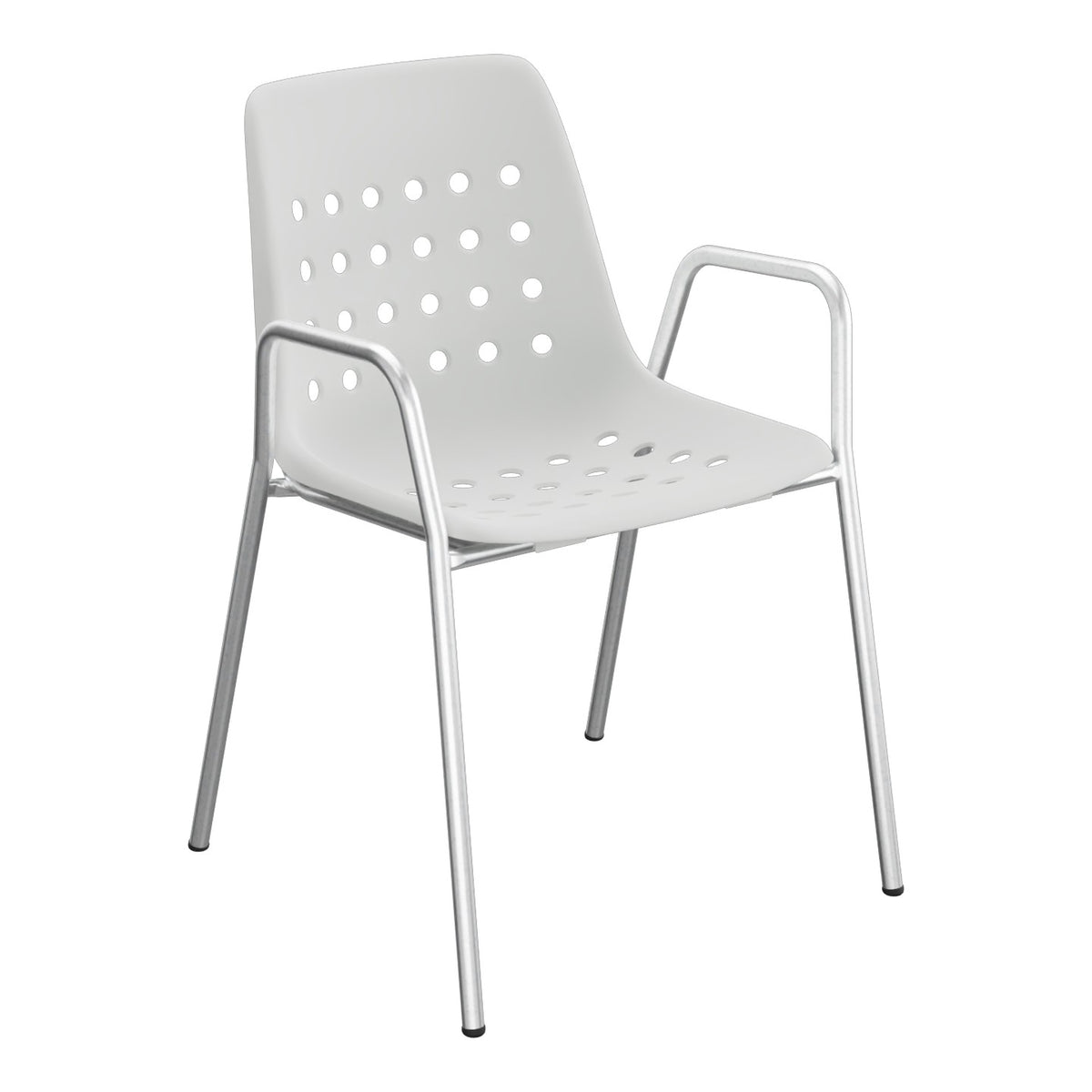 Schaffner Bermuda Fauteuil repas avec accoudoirs tubes ronds – Gris Argent 78 / Galvanisé à chaud 02