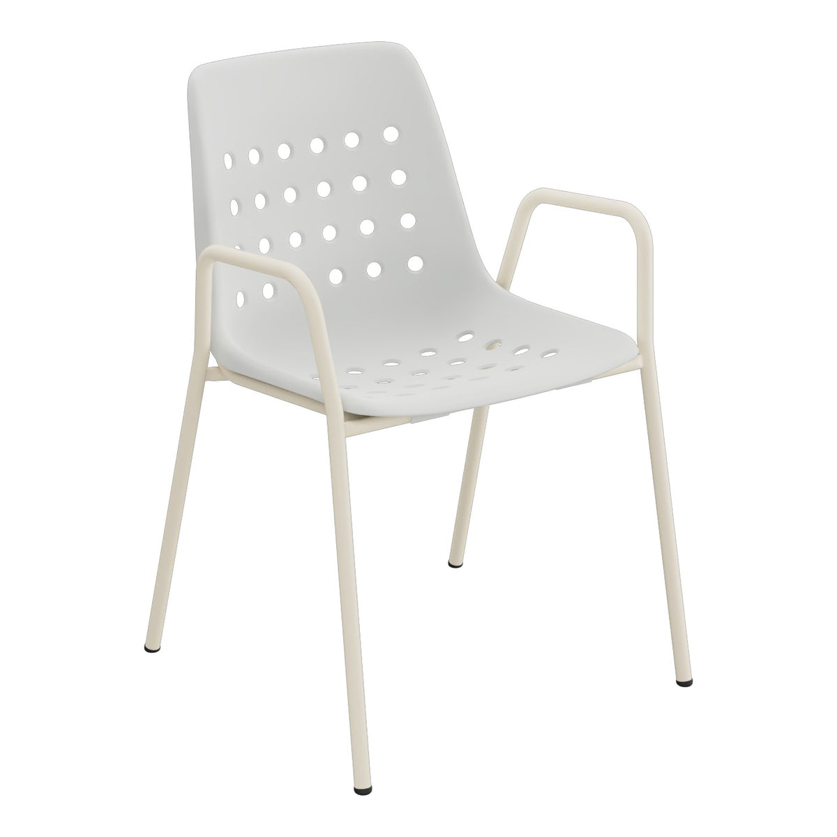 Schaffner Bermuda Fauteuil repas avec accoudoirs tubes ronds – Gris Argent 78 / Sable Pastel 15
