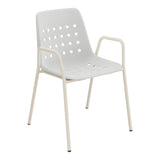 Schaffner Bermuda Fauteuil repas avec accoudoirs tubes ronds – Gris Argent 78 / Sable Pastel 15