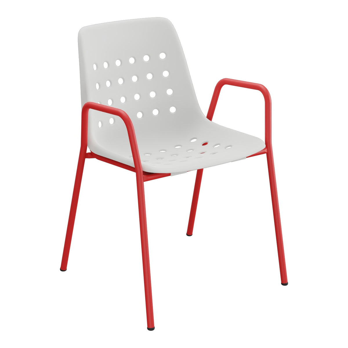Schaffner Bermuda Fauteuil repas avec accoudoirs tubes ronds – Gris Argent 78 / Rouge 30