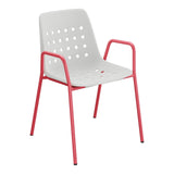 Schaffner Bermuda Fauteuil repas avec accoudoirs tubes ronds – Gris Argent 78 / Rouge Érable 33