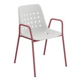 Schaffner Bermuda Fauteuil repas avec accoudoirs tubes ronds – Gris Argent 78 / Bordeaux 38