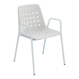 Schaffner Bermuda Fauteuil repas avec accoudoirs tubes ronds – Gris Argent 78 / Bleu Pastel 51
