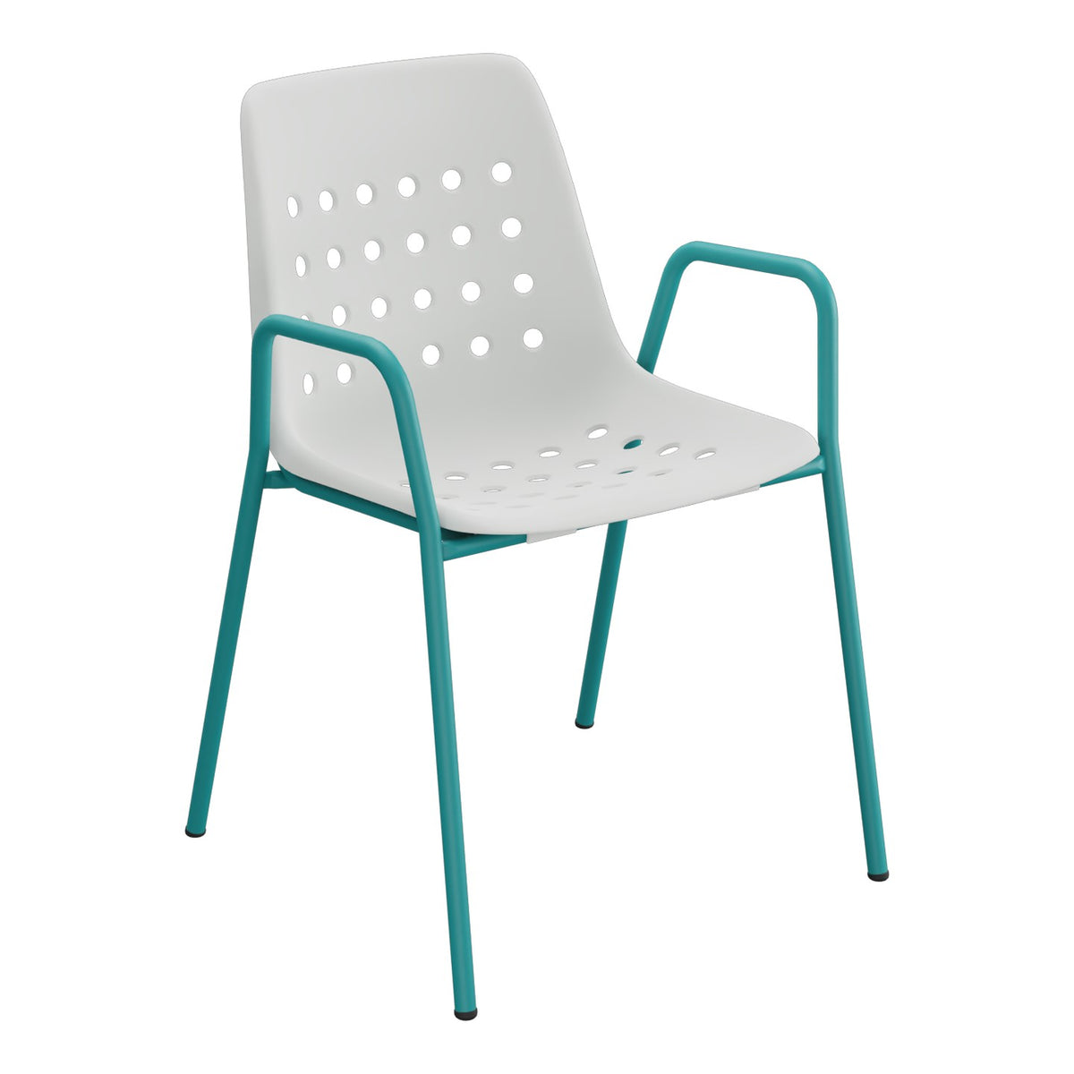 Schaffner Bermuda Fauteuil repas avec accoudoirs tubes ronds – Gris Argent 78 / Bleu Kali 56
