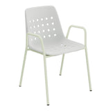 Schaffner Bermuda Fauteuil repas avec accoudoirs tubes ronds – Gris Argent 78 / Vert Pastel 64