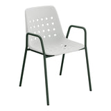Schaffner Bermuda Fauteuil repas avec accoudoirs tubes ronds – Gris Argent 78 / Vert Sapin 66