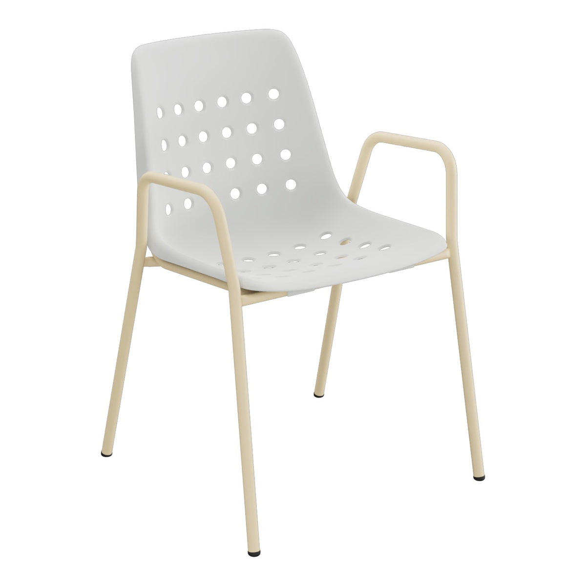 Schaffner Bermuda Fauteuil repas avec accoudoirs tubes ronds – Gris Argent 78 / Marron Pastel 83