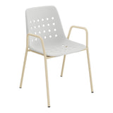 Schaffner Bermuda Fauteuil repas avec accoudoirs tubes ronds – Gris Argent 78 / Marron Pastel 83