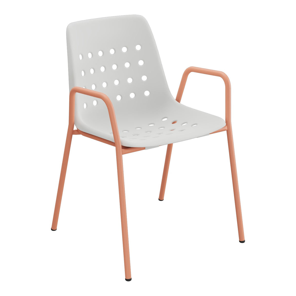 Schaffner Bermuda Fauteuil repas avec accoudoirs tubes ronds – Gris Argent 78 / Terracotta 84