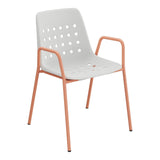 Schaffner Bermuda Fauteuil repas avec accoudoirs tubes ronds – Gris Argent 78 / Terracotta 84