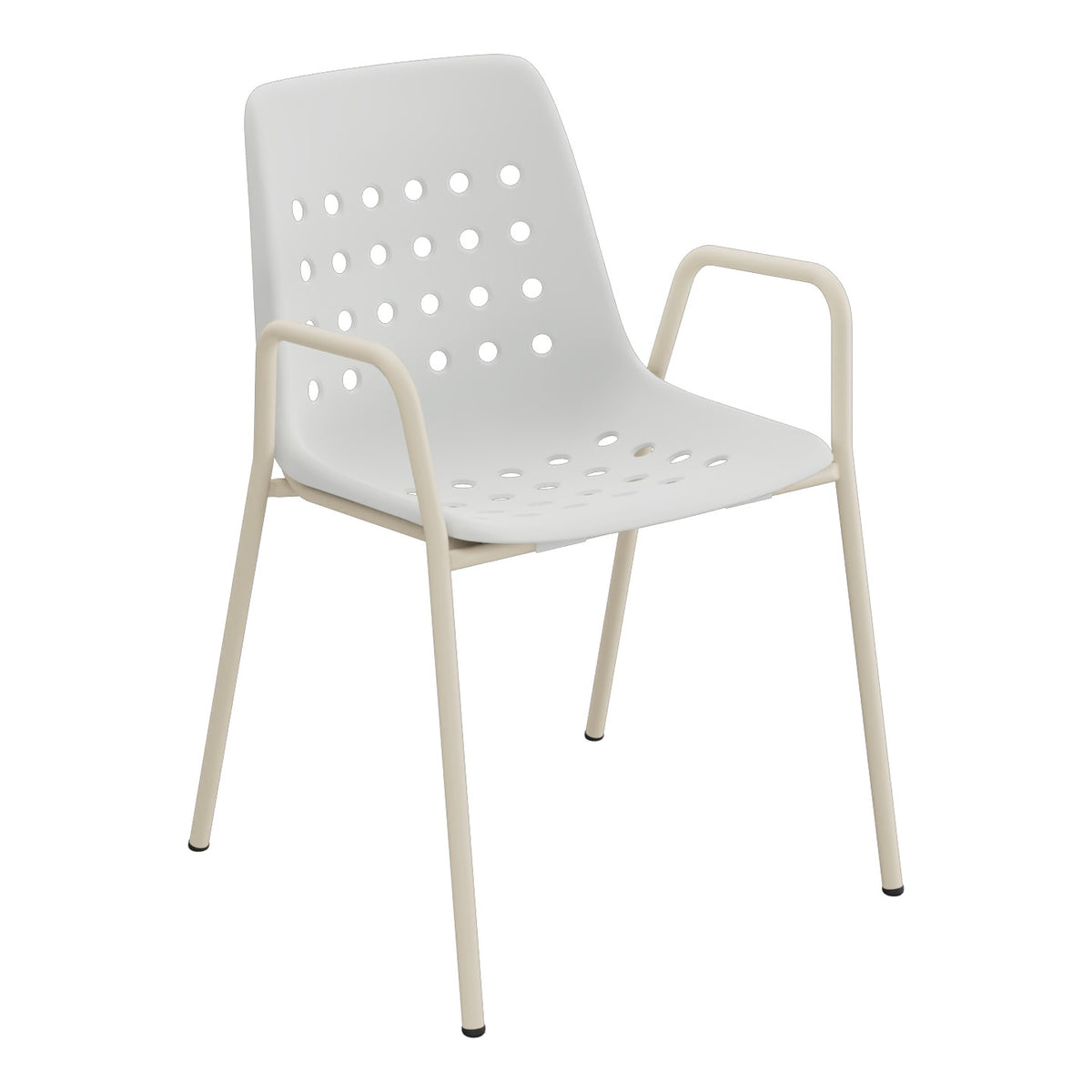 Schaffner Bermuda Fauteuil repas avec accoudoirs tubes ronds – Gris Argent 78 / Champagne 85