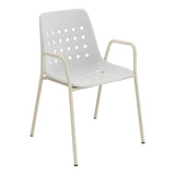 Schaffner Bermuda Fauteuil repas avec accoudoirs tubes ronds – Gris Argent 78 / Champagne 85