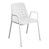 Schaffner Bermuda Fauteuil repas avec accoudoirs tubes ronds – Blanc 90 / Galvanisé à chaud 02