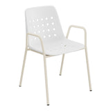 Schaffner Bermuda Fauteuil repas avec accoudoirs tubes ronds – Blanc 90 / Sable Pastel 15