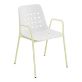 Schaffner Bermuda Fauteuil repas avec accoudoirs tubes ronds – Blanc 90 / Jaune Buis 18