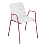 Schaffner Bermuda Fauteuil repas avec accoudoirs tubes ronds – Blanc 90 / Bordeaux 38