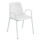 Schaffner Bermuda Fauteuil repas avec accoudoirs tubes ronds – Blanc 90 / Bleu Pastel 51