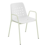 Schaffner Bermuda Fauteuil repas avec accoudoirs tubes ronds – Blanc 90 / Vert Pastel 64