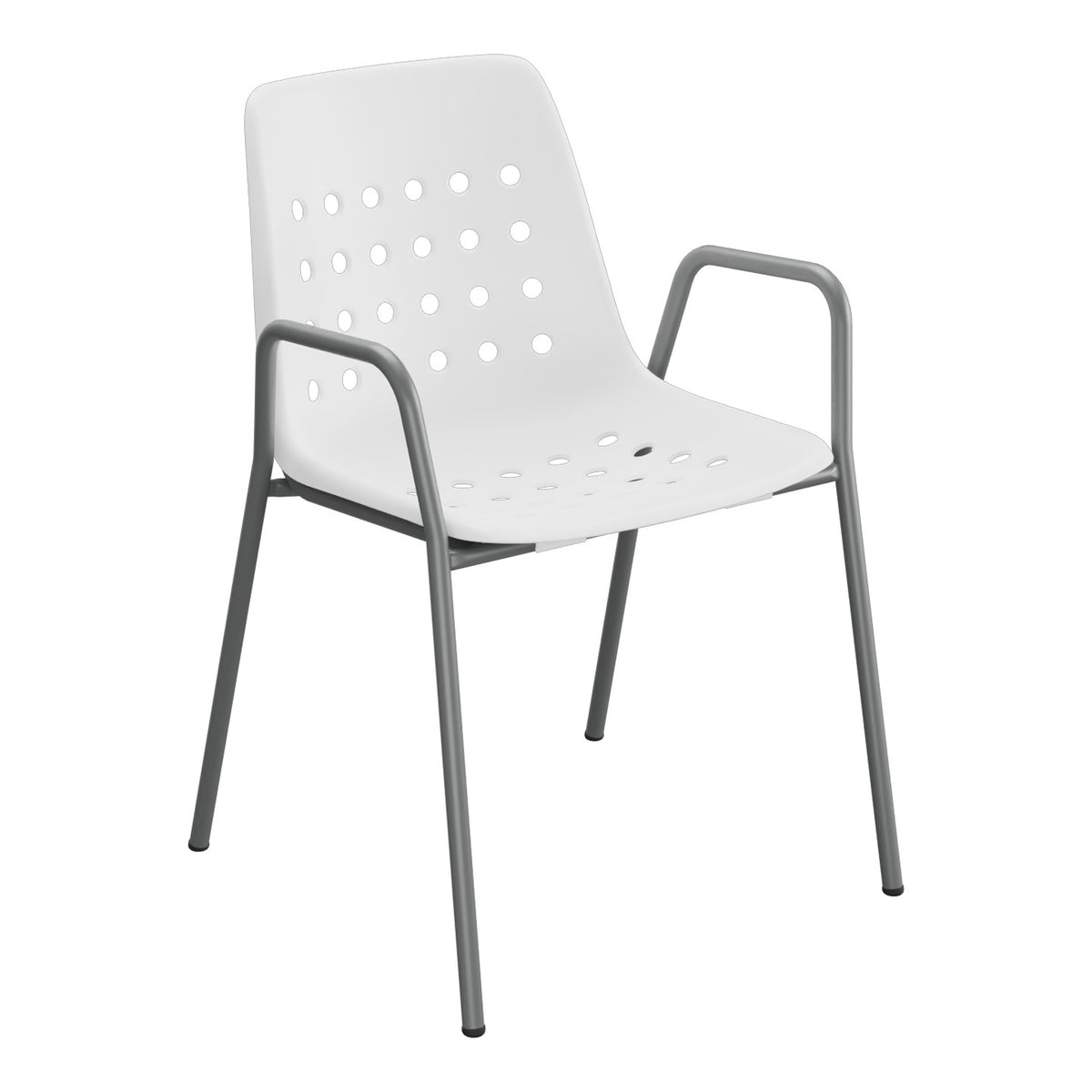 Schaffner Bermuda Fauteuil repas avec accoudoirs tubes ronds – Blanc 90 / Graphite 73