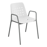 Schaffner Bermuda Fauteuil repas avec accoudoirs tubes ronds – Blanc 90 / Graphite 73