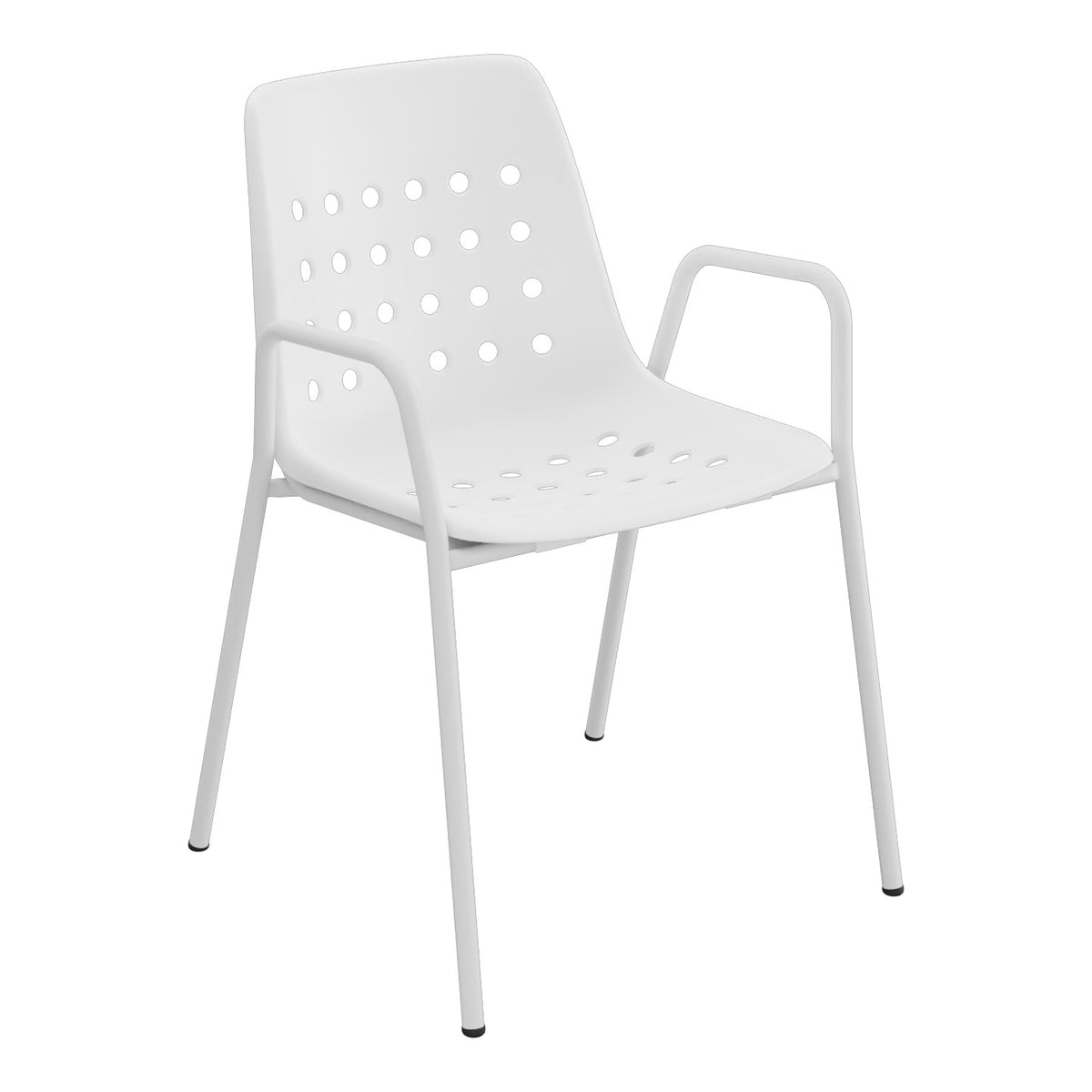 Schaffner Bermuda Fauteuil repas avec accoudoirs tubes ronds – Blanc 90 / Gris Argent 78