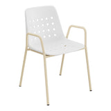 Schaffner Bermuda Fauteuil repas avec accoudoirs tubes ronds – Blanc 90 / Marron Pastel 83