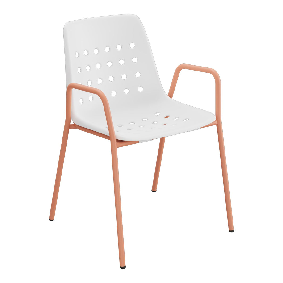 Schaffner Bermuda Fauteuil repas avec accoudoirs tubes ronds – Blanc 90 / Terracotta 84