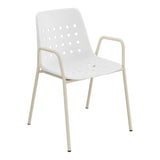 Schaffner Bermuda Fauteuil repas avec accoudoirs tubes ronds – Blanc 90 / Champagne 85