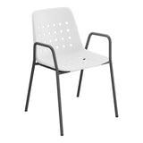 Schaffner Bermuda Fauteuil repas avec accoudoirs tubes ronds – Blanc 90 / Noir 91