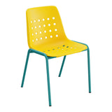 Schaffner Bermuda Chaise empilable – Jaune 11 / Bleu Kali 56