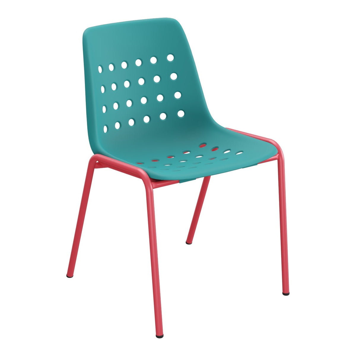 Schaffner Bermuda Chaise empilable – Bleu Kali 56 / Rouge Érable 33