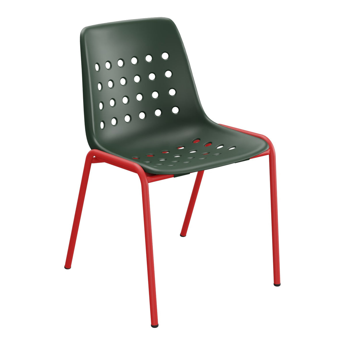 Schaffner Bermuda Chaise empilable – Vert Sapin 66 / Rouge 30
