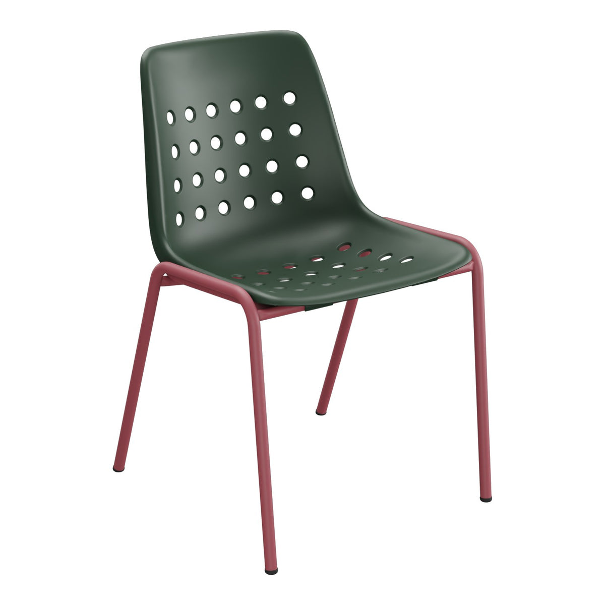 Schaffner Bermuda Chaise empilable – Vert Sapin 66 / Bordeaux 38