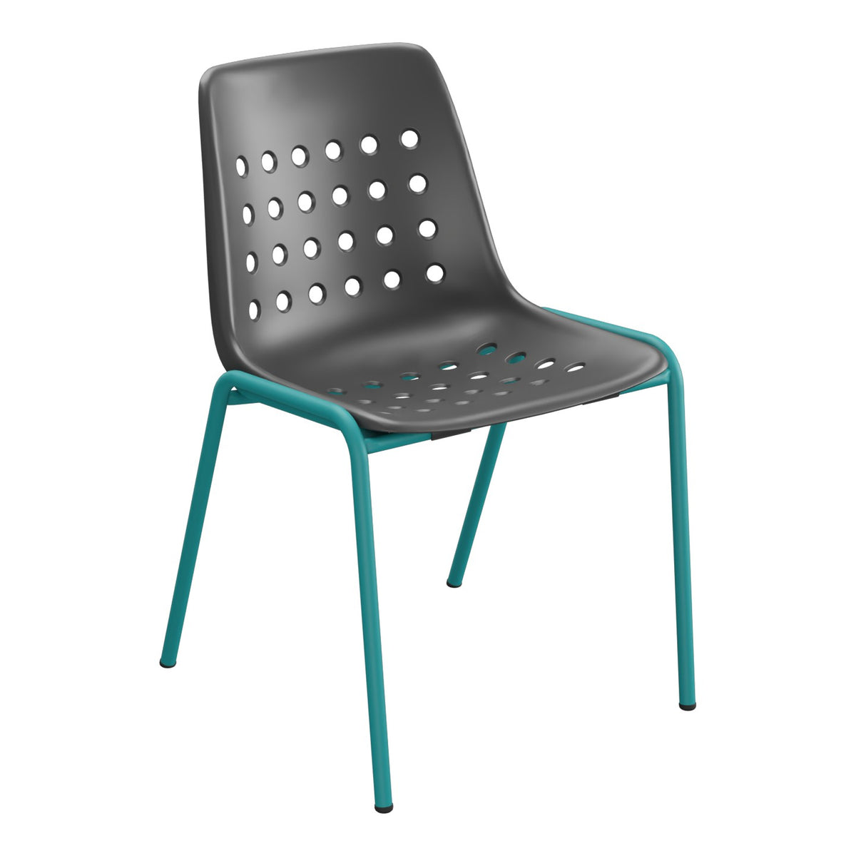 Schaffner Bermuda Chaise empilable – Anthracite 77 / Bleu Kali 56