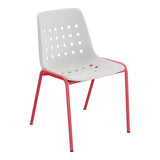 Schaffner Bermuda Chaise empilable – Gris Argent 78 / Rouge Érable 33