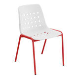 Schaffner Bermuda Chaise empilable – Blanc 90 / Rouge 30