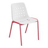 Schaffner Bermuda Chaise empilable – Blanc 90 / Rouge Érable 33