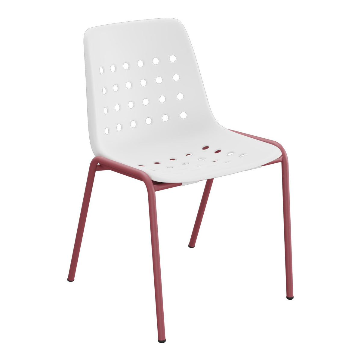 Schaffner Bermuda Chaise empilable – Blanc 90 / Bordeaux 38