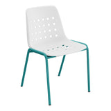 Schaffner Bermuda Chaise empilable – Blanc 90 / Bleu Kali 56