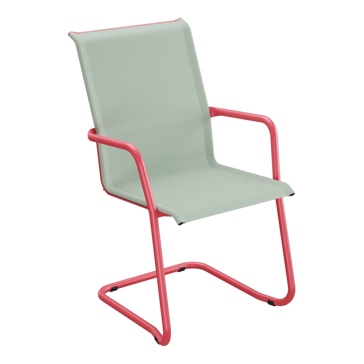Schaffner Locarno Fauteuil Cantilever empilable – Vert Crème 26 / Rouge Érable 33