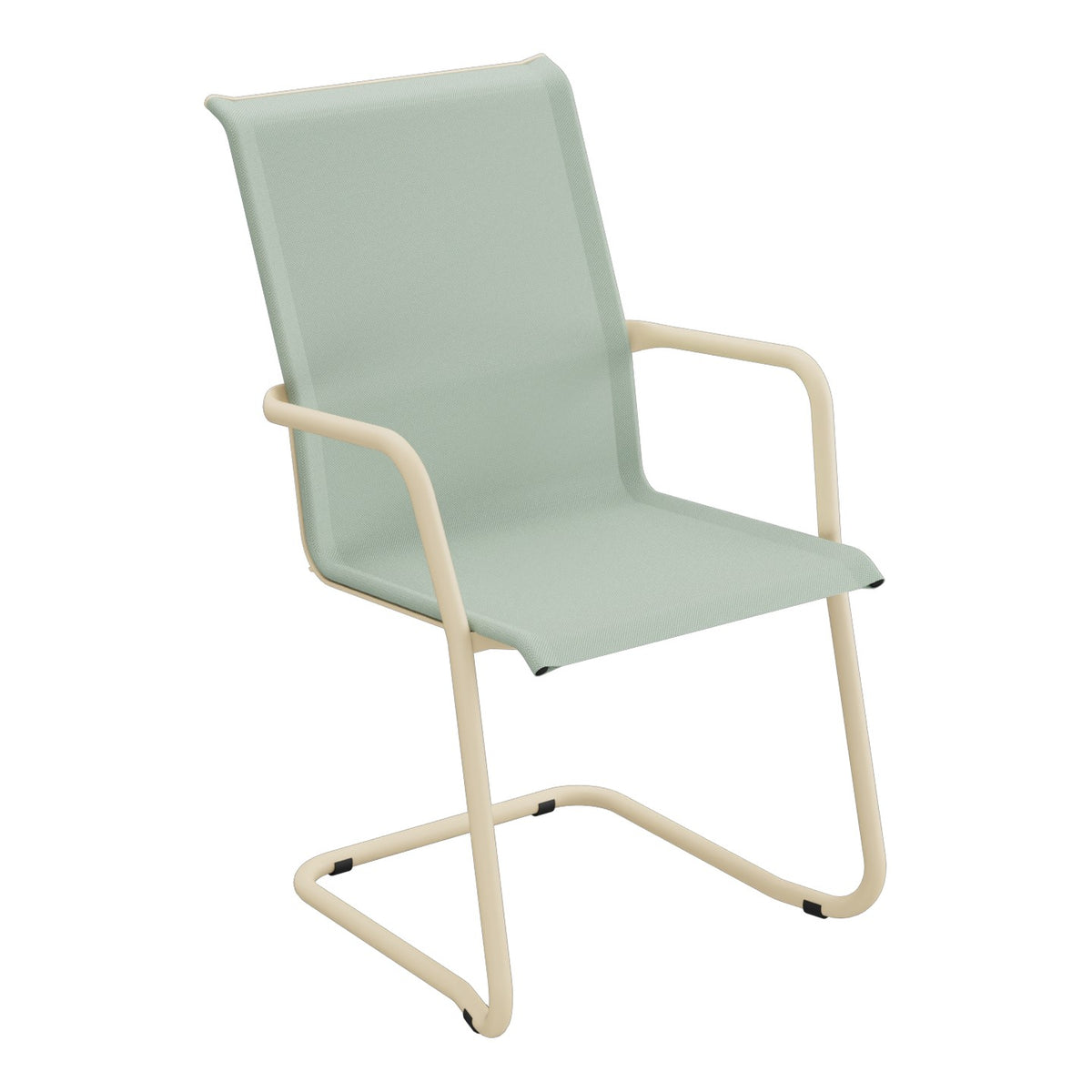Schaffner Locarno Fauteuil Cantilever empilable – Vert Crème 26 / Marron Pastel 83