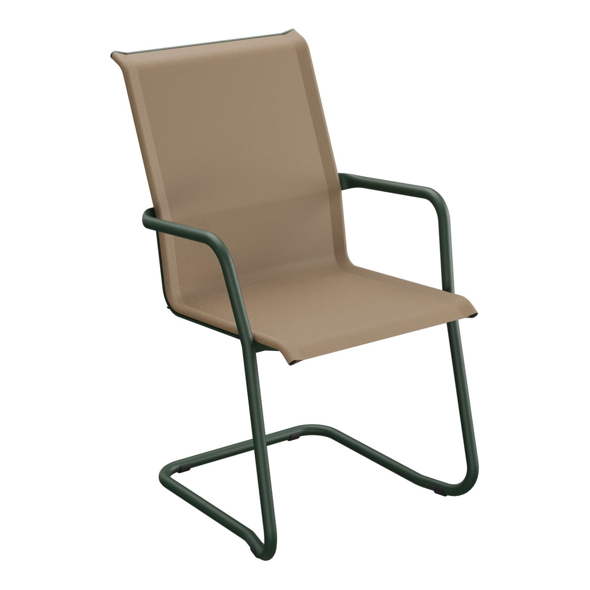 Schaffner Locarno Fauteuil Cantilever empilable – Marron Crème 28 / Vert Sapin 66