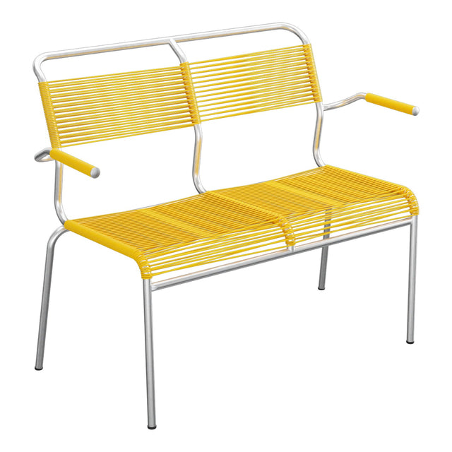 Schaffner Säntis Banc Spaghetti 2 places avec accoudoirs – Jaune 11 / Galvanisé à chaud 02