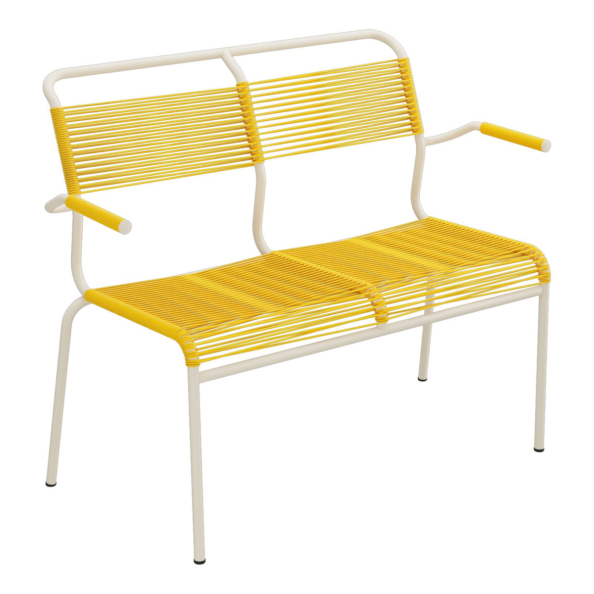 Schaffner Säntis Banc Spaghetti 2 places avec accoudoirs – Jaune 11 / Sable Pastel 15