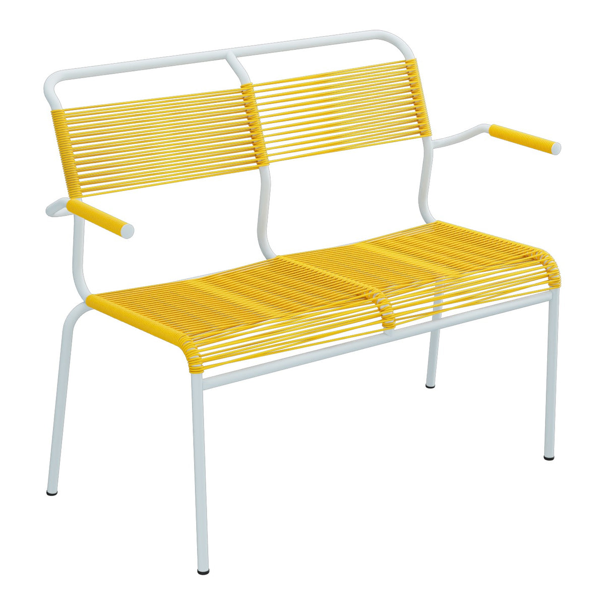 Schaffner Säntis Banc Spaghetti 2 places avec accoudoirs – Jaune 11 / Bleu Pastel 51