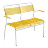 Schaffner Säntis Banc Spaghetti 2 places avec accoudoirs – Jaune 11 / Bleu Pastel 51