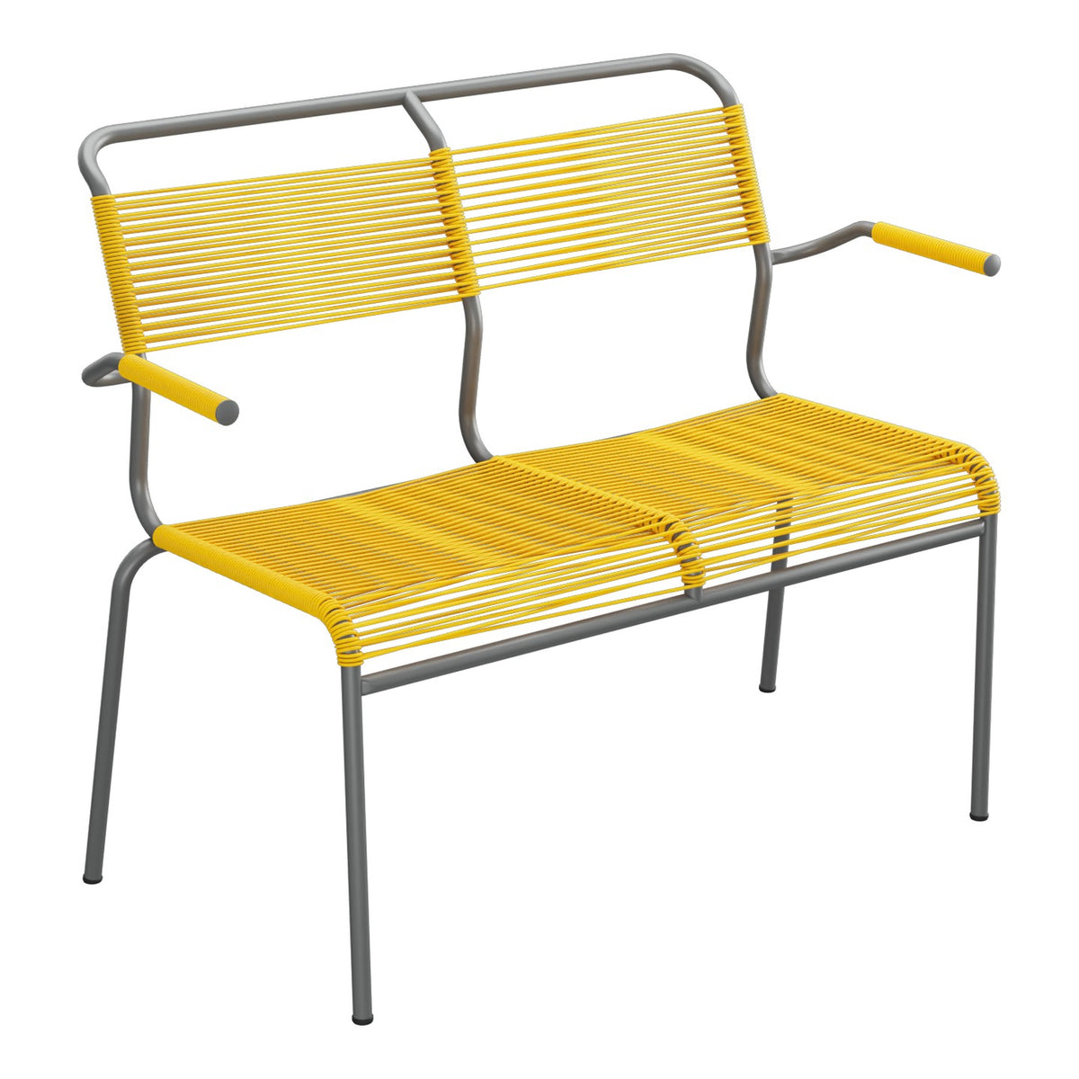 Schaffner Säntis Banc Spaghetti 2 places avec accoudoirs – Jaune 11 / Graphite 73